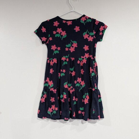Old Navy Floral Layered Ruffle Tier Dress Navy Blue Pink Size Medium Size 8 - Picture 3 of 4